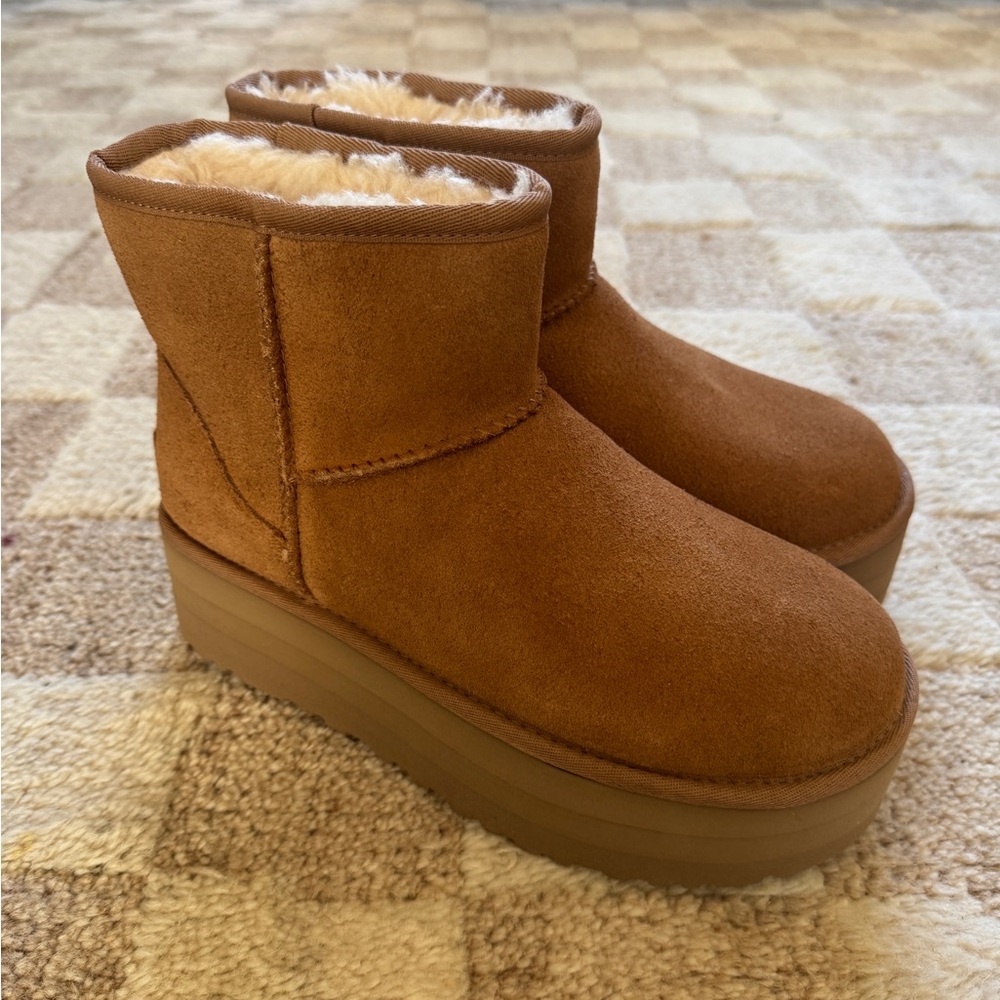 UGG Chestnut Suede Platform Boots